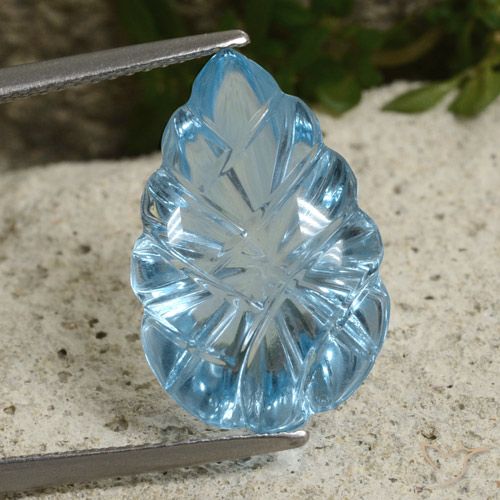 11.31ct Natural Azul Cielo Topacio, Corte Flor, Transparente