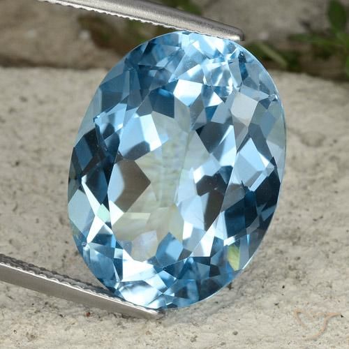 Topacio Azul Suizo natural de 21.85 ct, Ovalada, VVS