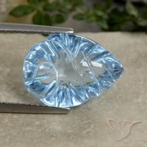 Topacio Azul Suizo natural de 9.03 ct, Corte Flor, Transparente