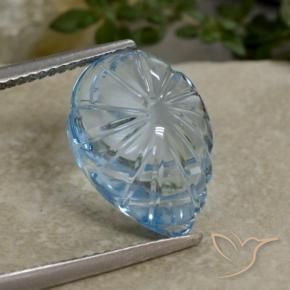 Topacio Azul Suizo natural de 9.03 ct, Corte Flor, Transparente