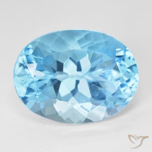 23.32ct Natural Azul Suizo Topacio, Ovalada, VVS