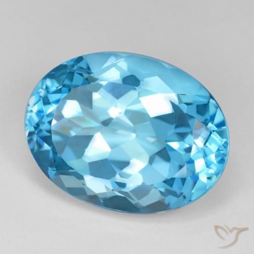 Topacio Azul Suizo natural de 23.54 ct, Ovalada, VVS