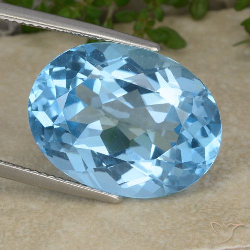 22.02ct Natural Azul Suizo Topacio, Ovalada, VVS-VS
