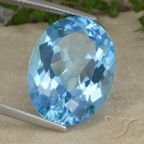 Topacio Azul Suizo natural de 22.02 ct, Ovalada, VVS-VS