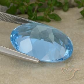 Topacio Azul Suizo natural de 22.02 ct, Ovalada, VVS-VS