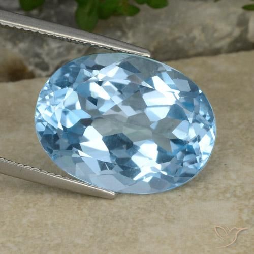 21.75ct Natural Azul Suizo Topacio, Ovalada, VVS-VS