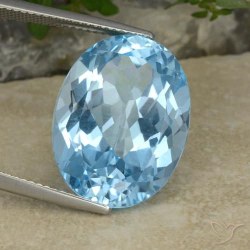 Topacio Azul Suizo natural de 21.75 ct, Ovalada, VVS-VS