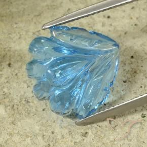 Topacio Azul Suizo natural de 13.37 ct, Corte Flor, Transparente