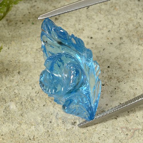 23.87ct Natural Azul Suizo Topacio, Corte Flor, Transparente
