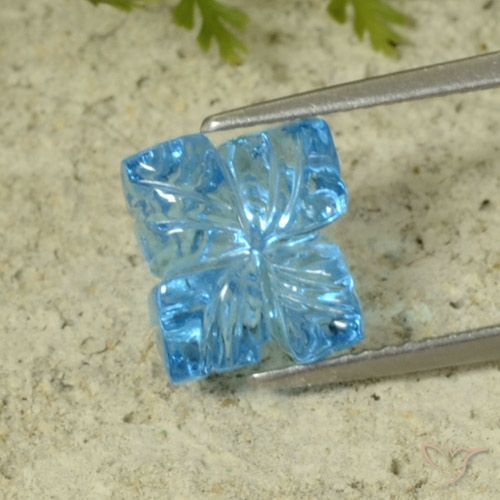5.16ct Natural Azul Suizo Topacio, Corte Flor, Transparente