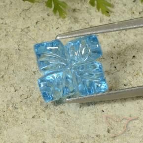 Topacio Azul Suizo natural de 5.16 ct, Corte Flor, Transparente