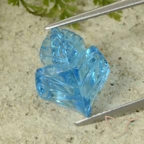 Topacio Azul Suizo natural de 7.69 ct, Corte Flor, Transparente