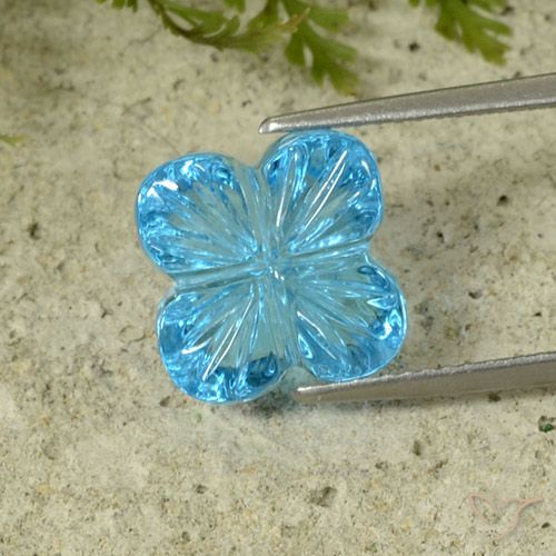 8.41ct Natural Azul Suizo Topacio, Corte Flor, Transparente