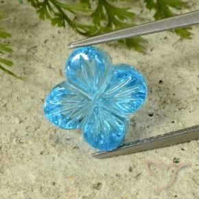 Topacio Azul Suizo natural de 8.41 ct, Corte Flor, Transparente