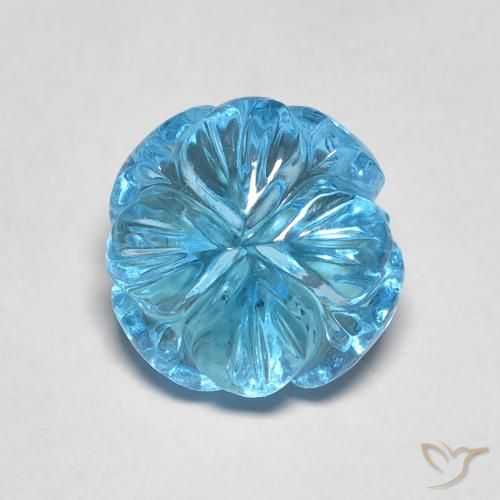 2.95ct Natural Azul Suizo Topacio, Corte Flor, Transparente