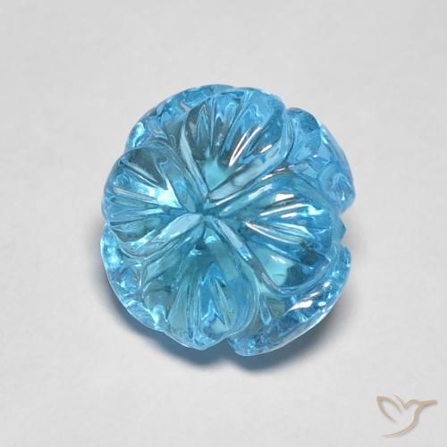 Topacio Azul Suizo natural de 2.95 ct, Corte Flor, Transparente