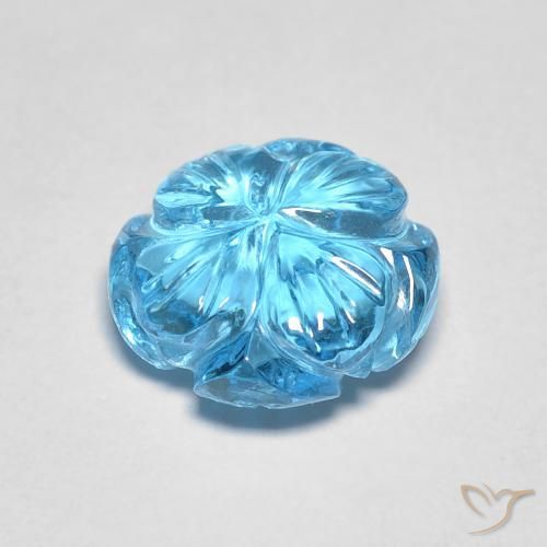 Topacio Azul Suizo natural de 2.95 ct, Corte Flor, Transparente