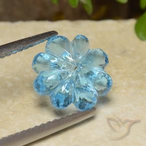 Topacio Azul Cielo natural de 3.47 ct, Corte Flor, Transparente