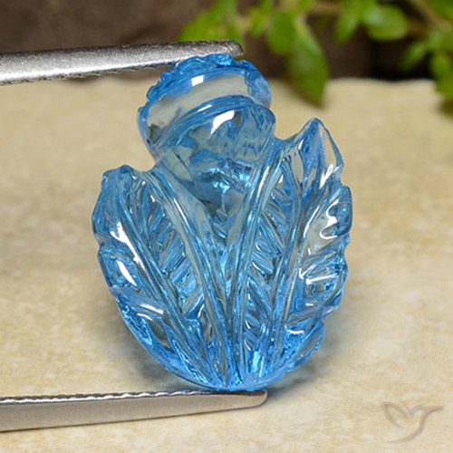 11.60ct Natural Azul Suizo Topacio, Corte Flor, Transparente