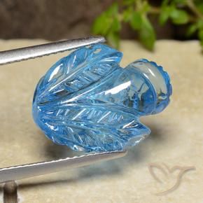 Topacio Azul Suizo natural de 11.60 ct, Corte Flor, Transparente