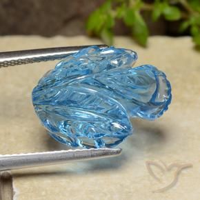 Topacio Azul Suizo natural de 11.60 ct, Corte Flor, Transparente