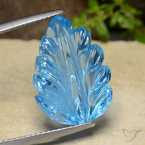 15.17ct Natural Azul Suizo Topacio, Corte Flor, Transparente
