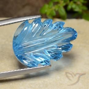 Topacio Azul Suizo natural de 15.17 ct, Corte Flor, Transparente