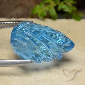 Topacio Azul Suizo natural de 15.17 ct, Corte Flor, Transparente