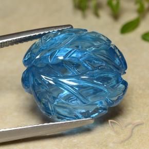 Topacio Azul Suizo natural de 27.42 ct, Corte Flor, Transparente