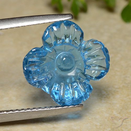 7.40ct Natural Azul Suizo Topacio, Corte Flor, Transparente