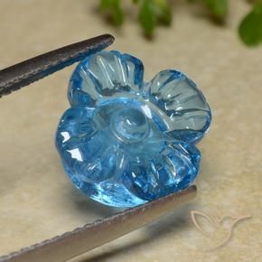 Topacio Azul Suizo natural de 7.40 ct, Corte Flor, Transparente