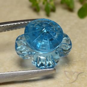 Topacio Azul Suizo natural de 7.40 ct, Corte Flor, Transparente