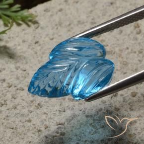 Topacio Azul Suizo natural de 7.70 ct, Corte Flor, Transparente