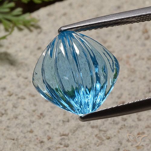7.48ct Natural Azul Suizo Topacio, Forma Cojín, Transparente