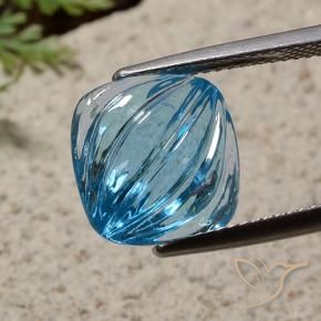 Topacio Azul Suizo natural de 7.48 ct, Forma Cojín, Transparente