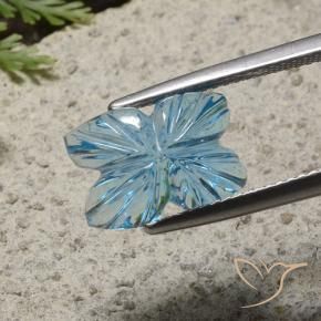 Topacio Azul Suizo natural de 5.72 ct, Corte Flor, Transparente