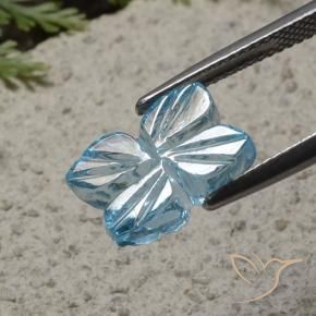 Topacio Azul Suizo natural de 5.72 ct, Corte Flor, Transparente