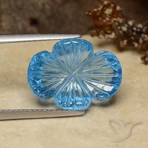 Topacio Azul Suizo natural de 9.28 ct, Corte Flor, Transparente