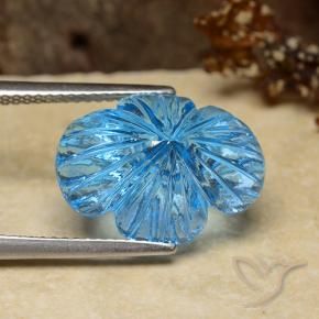 Topacio Azul Suizo natural de 9.28 ct, Corte Flor, Transparente