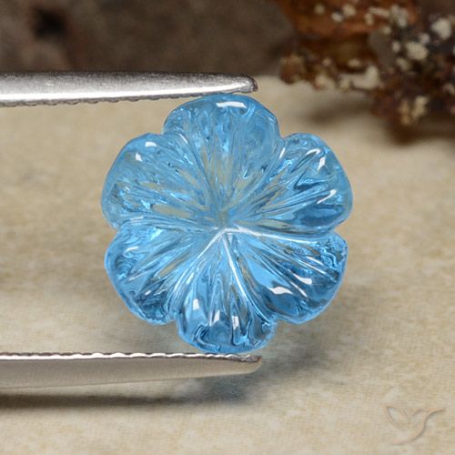 Topacio Azul Suizo natural de 5.95 ct, Corte Flor, Transparente