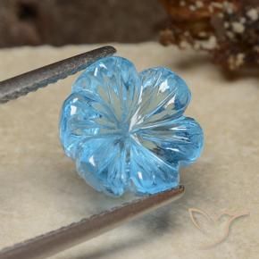 Topacio Azul Suizo natural de 5.95 ct, Corte Flor, Transparente