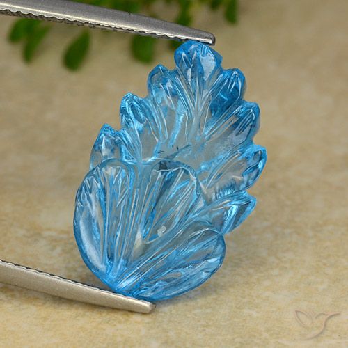 15.58ct Natural Azul Suizo Topacio, Corte Flor, Transparente