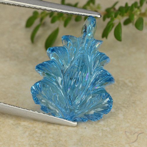 12.05ct Natural Azul Suizo Topacio, Corte Flor, Transparente