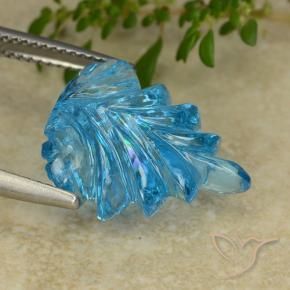 Topacio Azul Suizo natural de 12.05 ct, Corte Flor, Transparente