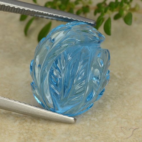 15.14ct Natural Azul Suizo Topacio, Corte Flor, Transparente