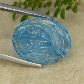 Topacio Azul Suizo natural de 15.14 ct, Corte Flor, Transparente