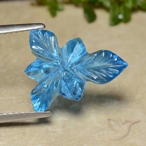 Topacio Azul Suizo natural de 6.80 ct, Corte Flor, Transparente