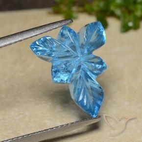 Topacio Azul Suizo natural de 6.80 ct, Corte Flor, Transparente