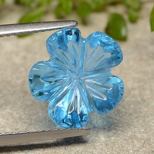 7.59ct Natural Azul Suizo Topacio, Corte Flor, Transparente