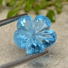 Topacio Azul Suizo natural de 7.59 ct, Corte Flor, Transparente